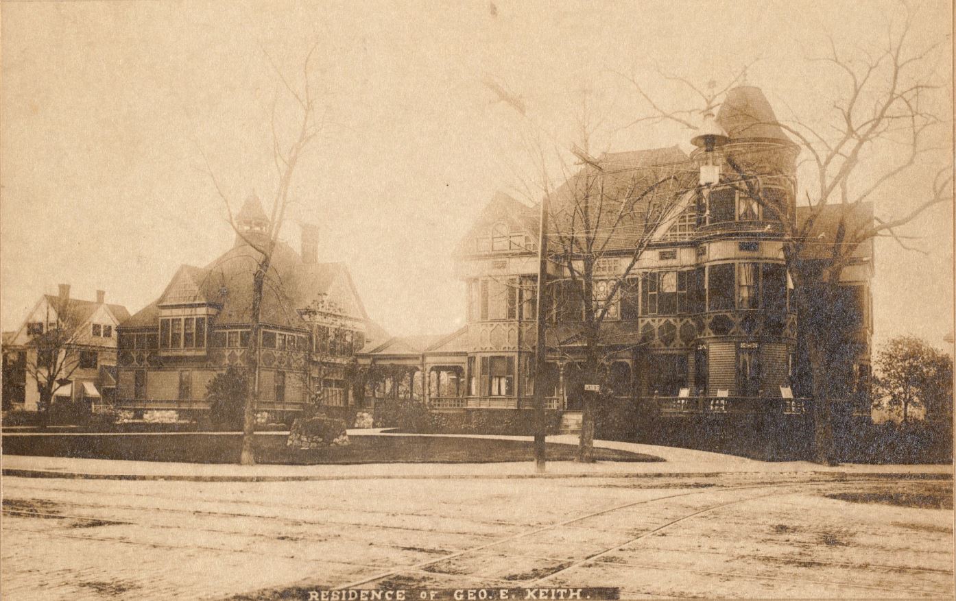 Residence of George E. Keith at the Corner of Main and Plain streets in Brockton, MA